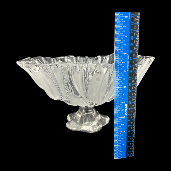 Mikasa Tulips Satin Footed Pedestal Bowl 12" Tulip Shaped Clear Frosted Germany - Picture 10 of 11